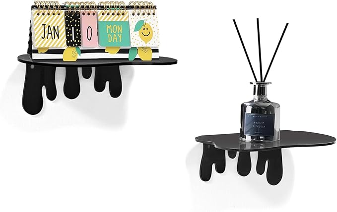SetGame 2-Pack Acrylic Small Wall Shelves - 7 Inch Floating Shelf for Walls, Home Wall Display Ledges for Storage, Room Décor, Small Album & Items Organizer Display Dripping Wall Decor