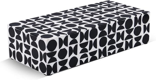 Handicrafts Home Large Decorative Storage Box with Lid – 10x4.5x2.5” Coffee Table Organizer, Keepsake- Decorative Boxes for Home Decor, Stylish Decorative Box for Office Decor- Geopop- Black White