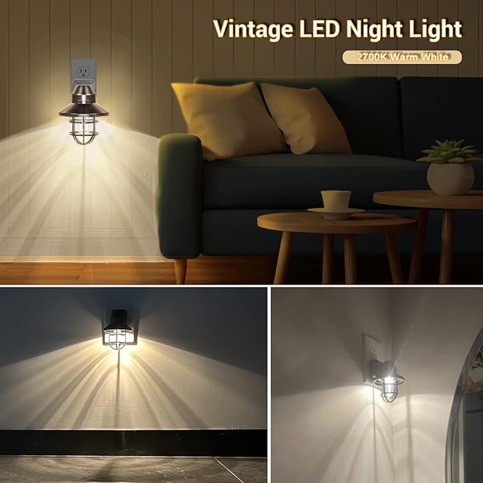 ETLNight Light, ETL Night Lights Plug Into Wall with Dusk to Dawn, Night Light Plug in Rustic Farmhouse Night Light 2700K,for Kitchen, Hallway, Bedroom