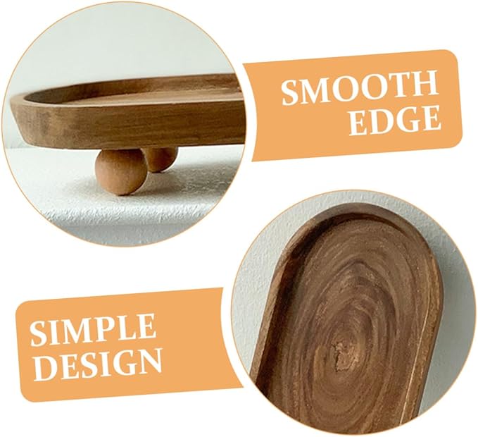 Wooden Serving Tray Makeup Organizer Cosmetics Storage Plate Aromatherapy Display Tray Jewelry Dish for Entryway and Desk Décor
