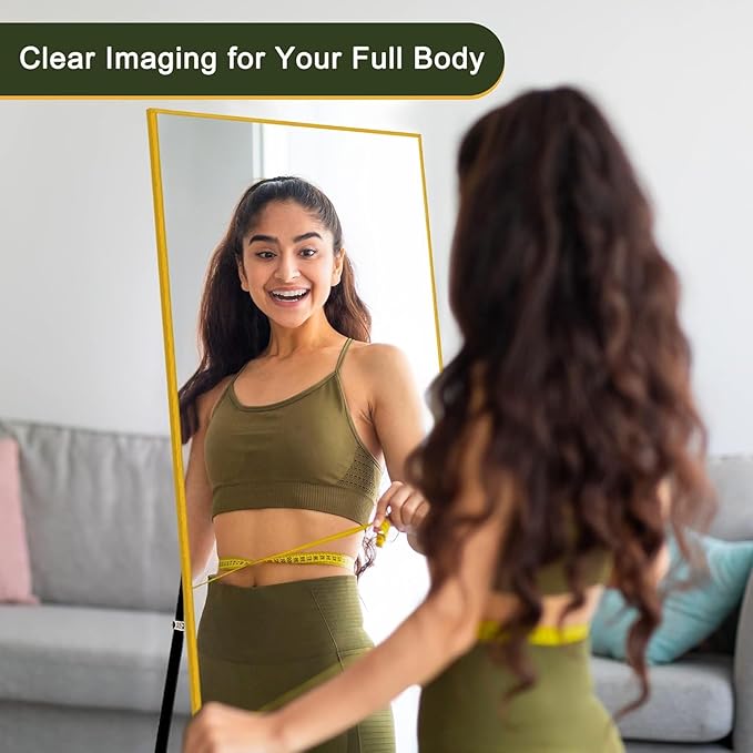 Simple Deluxe Full Length Mirror, 65"×24" Large Floor Mirrors, for Wall Door Bedroom Bathroom Living Room (Gold)