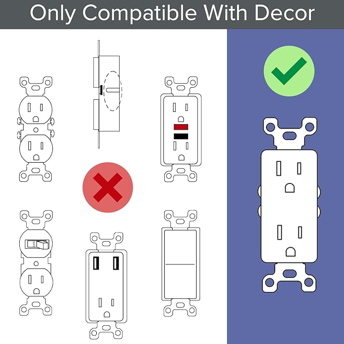 Single - SnapPower GuideLight [for Standard Decor, Not GFCI outlets] - Night Light - Electrical Outlet Wall Plate with LED Night Lights - Automatic On/Off Sensor - (Décor, White)