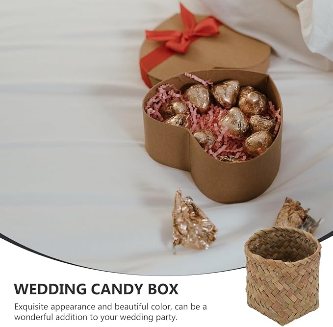 Zerodeko Wedding Candy Case Storage Box 2.36X3.93X2.36In Natural Color Decorative Gift Container for Party Favor and Small Wedding