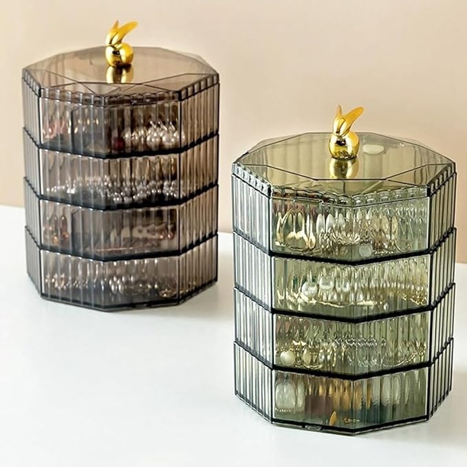 Jewelry Box,Acrylic Jewelry Organizer with Handle, Clear Jewelry Boxes for Women , Make Up Organizer Easy to Use Green