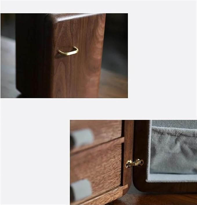 Ring Box Solid Wood Watches Drawer Storage Box Earrings Necklace Case Makeup Table Multi-Layer Display Shelves Organizer Ring Boxes For Jewellery