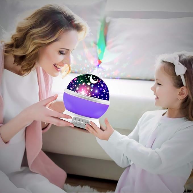 Kids Star Projector Night Light for Girls, 360° Rotating Star Lights for Bedroom, Toddler Night Light Projector, Ceiling Light Projector for Kids Room, Birthday Gift for 3-8 Year Old Girls Purple