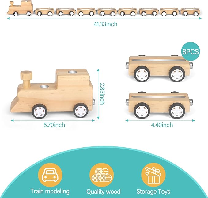 Miniature Train for Tonies Stories Figures Organizer Storage Shelf, Wooden Magnetic Holder for Tonies Characters for Children, Display Collection 10~15 Characters, Funny Little Car