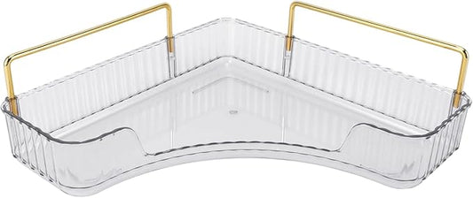 2-Tier Corner Bathroom Counter Organizer, Countertop Perfume Tray and Vanity Organizer, Makeup Cosmetic Storage, Skincare Storage Tray for Vanity Organizer, Corner Storage Organizers(#1)