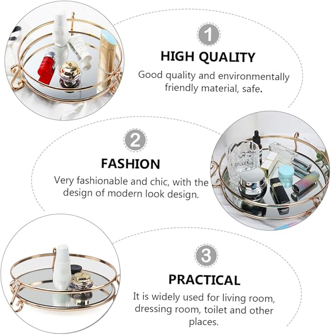 Cabilock 1pc Polishing Mirror Tray for Home Elegant Cosmetic Storage Holder Creative Makeup Organizer Stylish Vanity Decor for Products