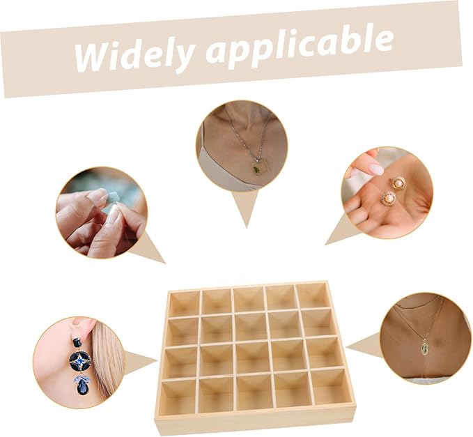 20grids Desktop Organizer Wooden Storage Box with Multi Compartments for Cosmetics and Figurines Rustic Style Vanity Organizer for Makeup Jewelry and Accessories