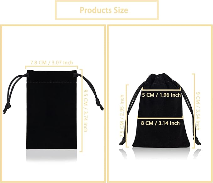 DTOL Velvet Cloth Jewelry Bags, Small Gift Pouches Drawstring Bags for Party, Travel Portable, Christmas, Festival, Makeup Favor Organizer Storage Holder Bags, 3x4 Inch 50 Pieces Black