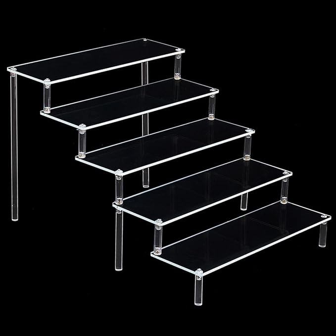 Acrylic Action Figure Display Stand 3 Step Perfume Cupcake Organizer Tray Holder Display Shelf for Makeup Doll - Clear Transparent Toy Model Shelf Risers for - 39.5x41.5cx25cm