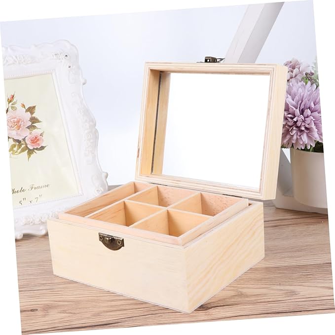 Beaupretty DIY Children's Double Mirror Jewelry Box Lightweight Clay Makeup Organizer Handmade Wooden Jewelry Box for Boys and Girls Colorful Design Storage for Trinkets and Accessories