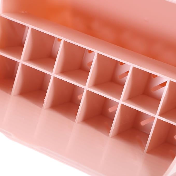 Toyvian Large Pink Makeup Organizer Drawer Tray, Lipstick and Jewelry Storage Box with Compartments, Multi-functional Vanity Storage for Cosmetics and Trinkets