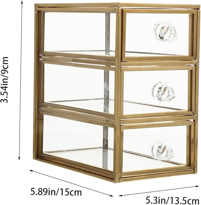 OUNONA Jewelry Drawer Box Elegant Three Storage Organizer for Cosmetics Accessories Transparent Design for Easy Viewing Versatile Storage Case for Home Office Use