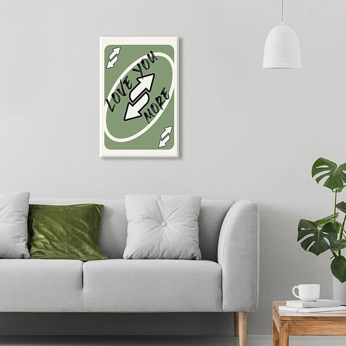 abrtolpffo Trendy Sage Green Canvas Wall Art, Love You More Quote Aesthetic Poster, Retro Playing Card Art Print, Preppy Girly Bedroom Wall Decor, Cute Arrows Sign Picture 16x24in Wrapped Canvas