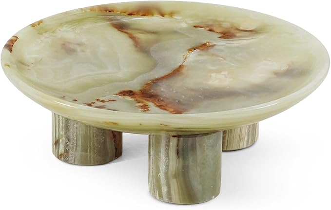 Green Marble Decorative Tray 8' inch Perfume Organizer Tray for Jewelry Storage, Stylish Vanity Accessory for Bathroom Countertop and Kitchen Decor