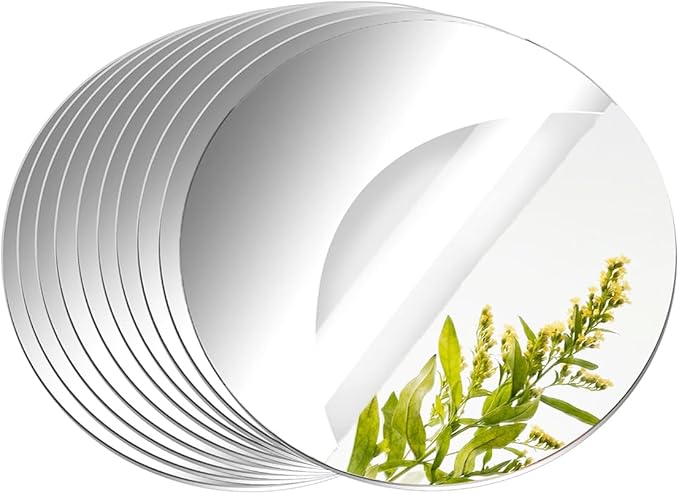 10 Pack Round Mirrors for Centerpieces, 10inch Circle Mirror Centerpieces for Tables, Mirror Tiles for Wall Table Wedding Centerpieces Mirror Plates for Candle Wedding DIY Craft Decorations