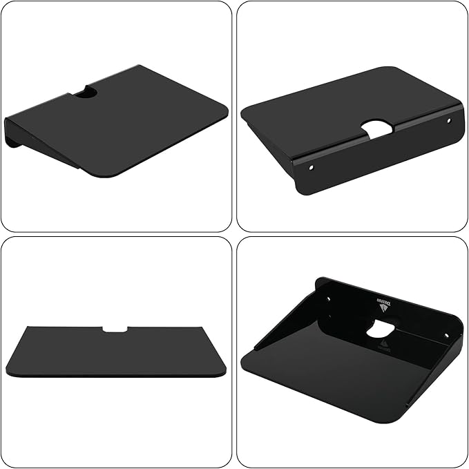 TXEsign Acrylic Floating Shelves Wall Mount Shelf 2 Pack Acrylic Speaker Shelves Adhesive Floating Shelf Organizer Holder for Bathroom Decor, Bedroom, Living Room and Kitchen (Black)