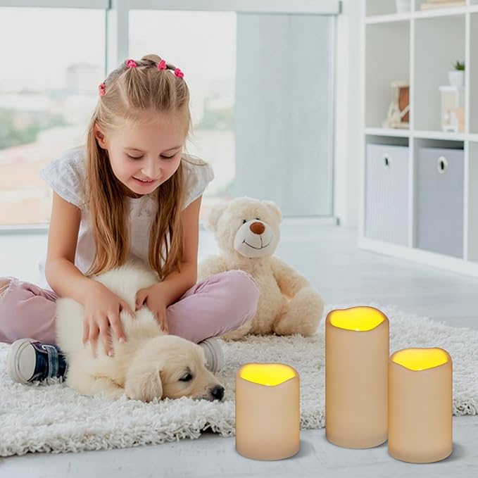 Artmarry Flameless Candles 4" 5" 6" Outdoor Indoor Pillars 18 Pack Battery Operated Flickering Candles Include 10-Key Remote Timer 400+ Hours by 2 AA Batteries(18 Pack)