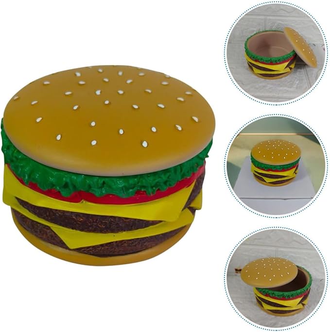 MAGICLULU Resin Hamburger Jewelry Box Small Storage Container Trinket Organizer with Lid for Bracelets and Makeup Accessories Home Vanity Organizer