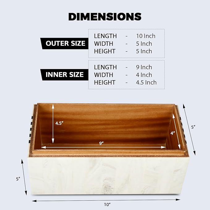 Handicrafts Home Large Decorative Storage Box with Lid – Black White Modern Storage Box, Remote Control Organizer for Coffee Table, Console & Living Room Decor – Mono Sprint 12 x 6 x 2