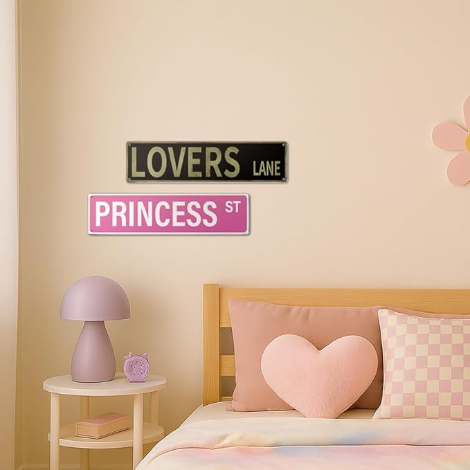 “Lovers Lane" Y2K Room Wall Decor Aesthetic –16x4″ Vintage Street Signs for Bedroom | Sassy Posters Decorations for Downtown Girl Room Girly Bedroom Teen College Dorm, 2368