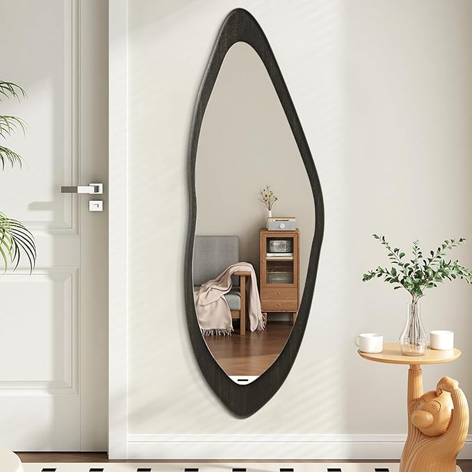 AAZZKANG Large Wall Mirror with Wood Framed 47"x16" Retro Irregular Mirrors Full Length Asymmetrical for Bathroom Bedroom Living Room Entryway