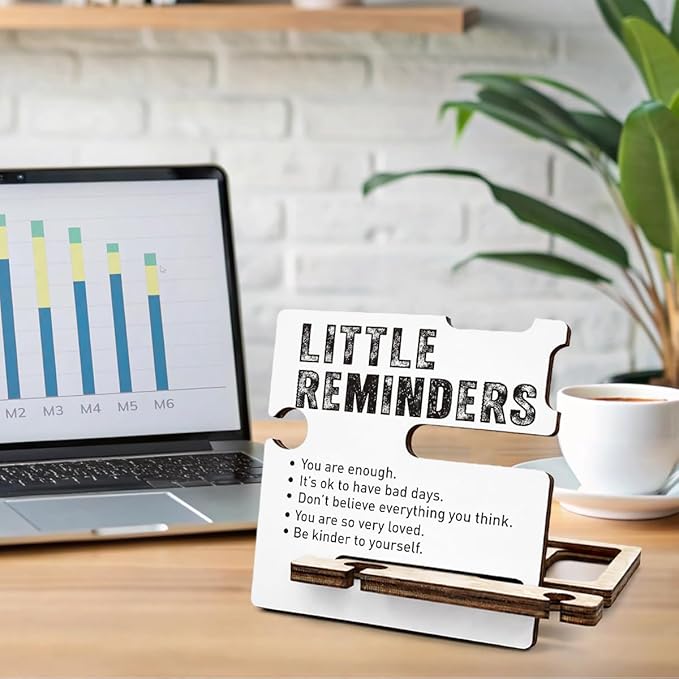 Inspirational Gifts for Employee Cooworker - Multi-functional Desk Organizer - Motivational Wood Decor Sign for Office Desk Table Shelf