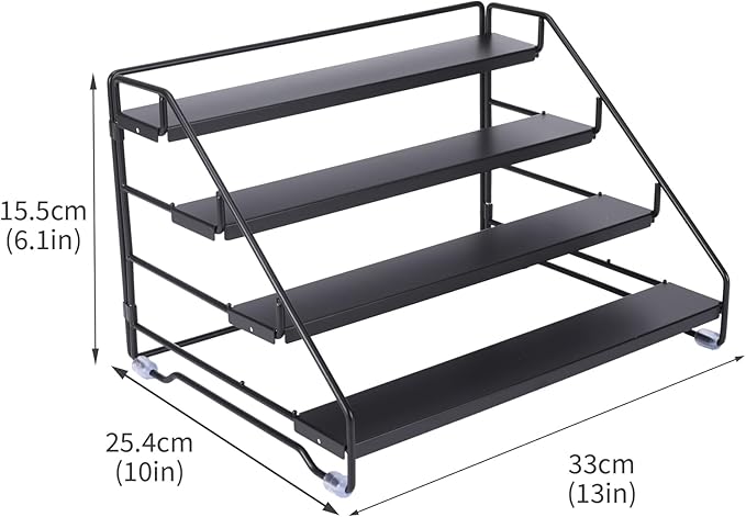 Cologne Organizer for Men, 4 Tier Perfume Stand, Metal Display Riser Stand, Dresser Organizer with Anti-Slip Washers,Display Stand Shelf for Fragrance, Skincare, Figurine, Dessert