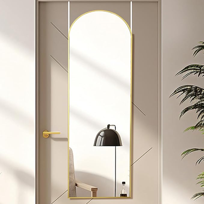 Otlsh 16"50" Arch Wall Mirror, Over The Door, Thin Frame Aluminum Alloy for Bedroom, Living Room, Entryway - Gold