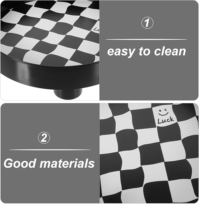 Veemoon Black and White Chessboard Pattern Decorative Storage Tray Large Organizer Plate for Jewelry Perfume Makeup Bathroom Vanity and Desktop Accessories