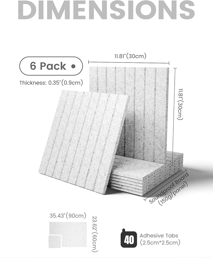 Fluxynara Large Felt Bulletin Board 48" x 36" Cork Board Alternative - 6 Pack with 40 Safe Removable Adhesive Tabs, Cork Boards for Walls for Home Office Classroom Pin Board-Light Gray