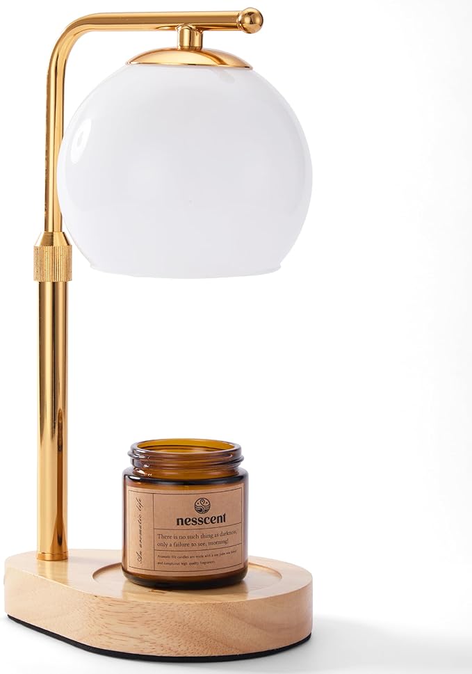 Modern Candle Warmer Lamp White Glass Minimalist Candle Warmer Lamp with Timer Adjustable Height Budget Friendly Wax Melter for Bedroom Living Room