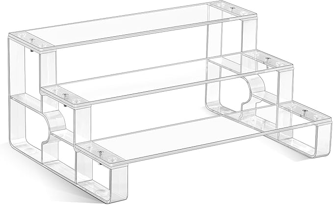Perfume Stand and Cologne Organizer for men, 3 Tier Clear Acrylic Risers Display Stands,Cupcake Holder for Party, Shelf Risers for Figures, Decoration and Organization (3.5mm Thickened Panel)