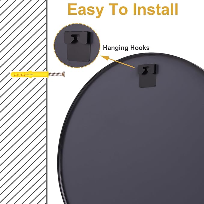 GLSLAND Circle Mirror for Wall 20 inch - Round Mirrors for Bathroom, Entryway, Living Room, Hallway Wall Decor Small Frame Mirror,Gold