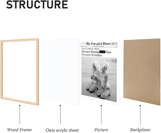 Bwodke OAK Wood Framed Wall Art Having A Resting Face Prevents Wrinkles Canvas Art Vintage Newspaper Pictures Wall Decor Hot Girls Prints Trendy Artwork for Girly Dorm Bedroom 8"x10"