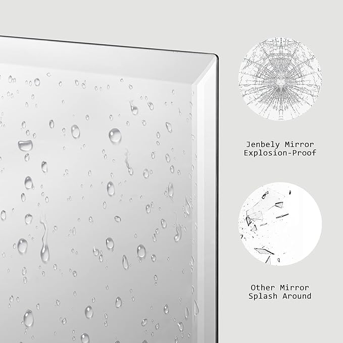 24x36 Inch Rectangle Frameless Mirror, Beveled Bathroom Mirror, Frameless Wall Mirror with 1" Beveled Edge for Bathroom Vanity, Entryway, Living Room
