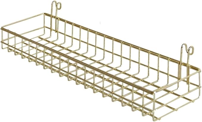 Multi-function Wall Storage and Display Basket, Decorative Basket for Wire Wall Grid Panel, Gold