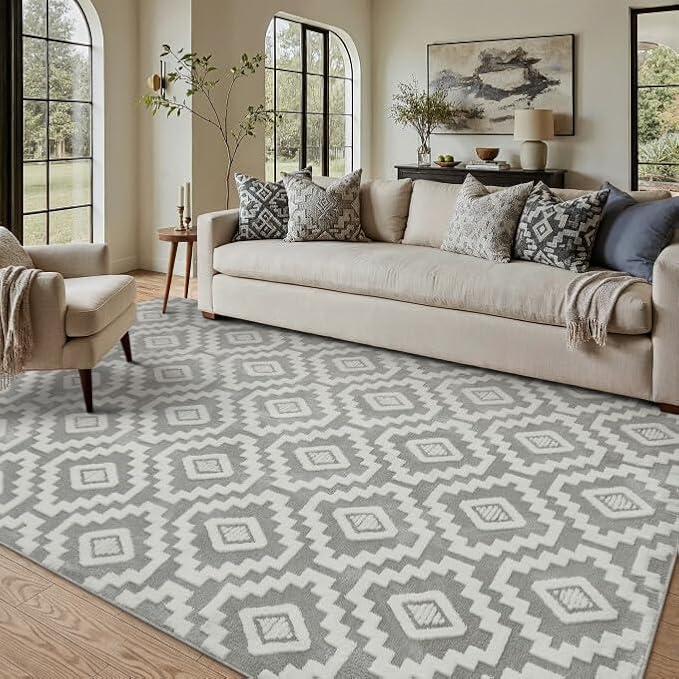 PureCozy Super Soft Shag Rug 5x8 for Living Room Modern Gray Washable Large Area Rugs High Pile Non-Shedding Throw Rugs Non Slip Indoor Office Carpet for Playroom Bedroom Home Aesthetic Decor