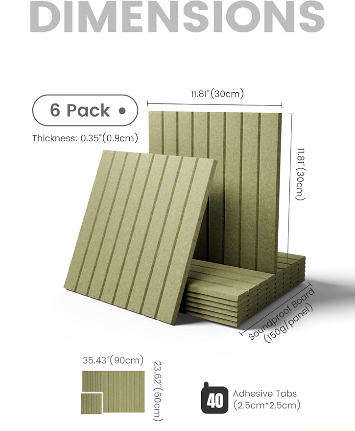 Fluxynara Large Felt Bulletin Board 48" x 36" Cork Board Alternative - 6 Pack with 40 Safe Removable Adhesive Tabs, Cork Boards for Walls Cork Board for Home Office Classroom Pin Board (Olive Green)
