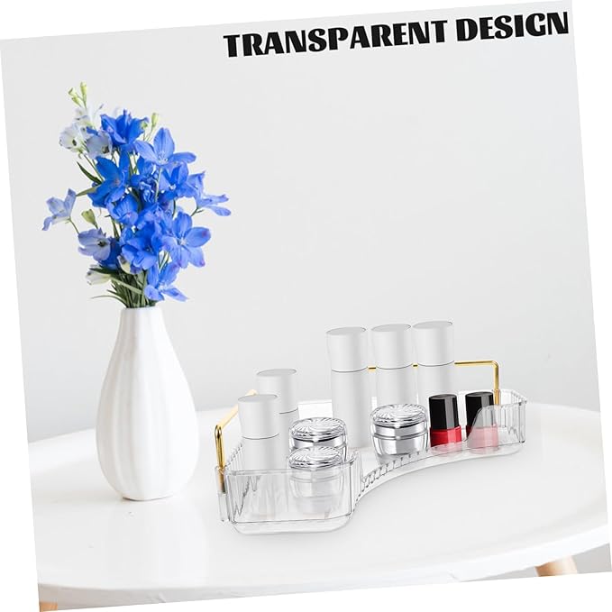 VOSAREA Corner Organizer for Bathroom Countertop Transparent Makeup Storage Shelf Elegant Vanity Organizer for Cosmetics and Perfume Pet Material for Bedroom and Bathroom Use