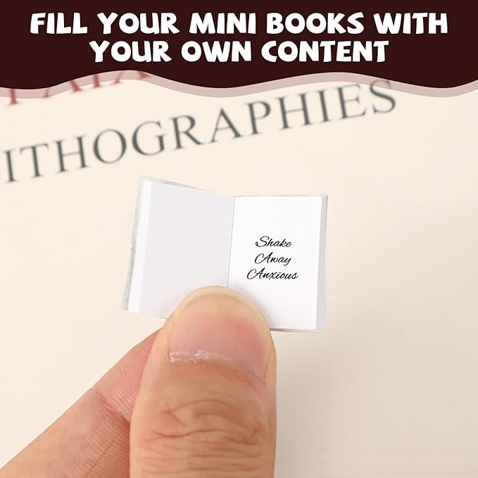 Anxiety Bookshelf with 24 Real Mini Books, Cute Mini Bookshelf for Home Room Office Decor, Miniature Library Gifts for Book Lovers, Unique Xmas Gifts