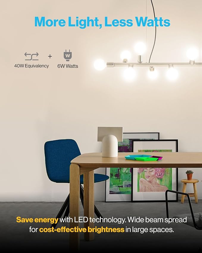 Sunco 10 Pack G25 LED Light Bulbs, Vanity Globe Bathroom Light Bulb, 450 LM, 6000K Daylight Deluxe, 6W (40W Equivalent), Dimmable Mirror Vanity Decorative Bulb, E26 Base UL