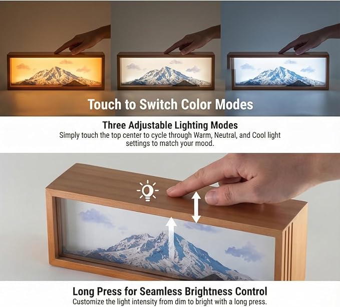 Snowy Mount Rainie Led Light Box 3 Layers of Acrylic Light Box - Handmade Table Lamp for Room Decor - National Park Travel Signs Travel Gift
