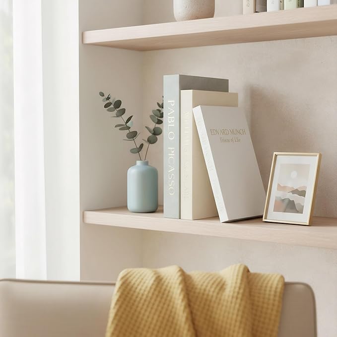 Decorative Books for Home Decor-Set of 3 Linen Aesthetic Fake/Faux Books for Coffee Table/Bookshelf/Mantel Shelf Decoration, Hidden Photo or as Keepsake Storage Box
