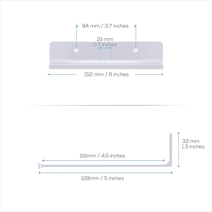 2-Pack 6" Floating Metal Wall Shelf for Books, Organizer, Speakers, Plants, Cameras, Books, Decor Display, Storage, Routers & More Wide Universal Holder Shelf by Brainwavz (White)