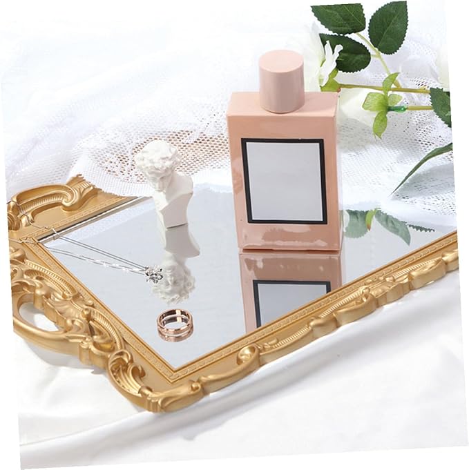 BESPORTBLE Vanity Mirror Tray for Dresser Tops Perfume Organizer Tray Decorative Makeup for Bedroom Countertop Display