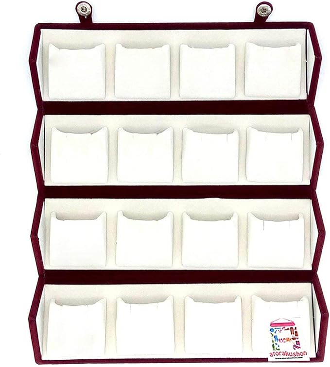 atorakushon 12 Pair Earrings Velvet Organizer Jewellery Box For Women and Girls Pack of 1 Maroon
