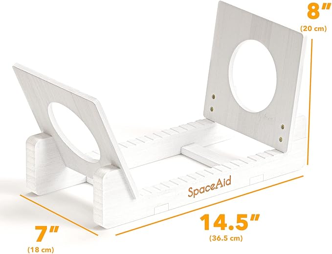 SpaceAid Bamboo Record Storage Holder Shelf, Holds Up to 50 Albums, 7 or 12 inch LPs, Stand Organizer Display, Gifts for Vinyl Lovers (White)